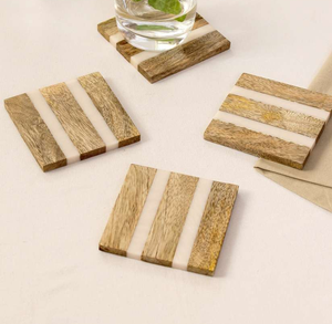 Posavasos aislados de mármol y madera, barra de comedor cuadrada, posavasos de madera, herramientas, decoración y accesorios de mesa - Product Image 5