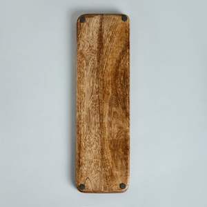 Plateau en bois de manguier écologique de 17 pouces Plateau de service en bois naturel Style américain Taille personnalisable Table à manger Camping - Product Image 4