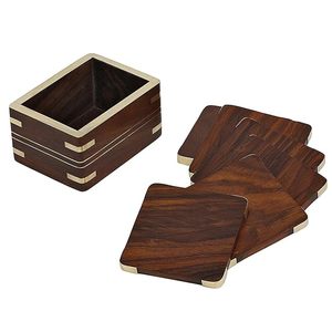 New Arrival Set of 6 Wooden Coasters for <b>Table</b> Use <b>Low</b> Price Pad for Tea Cup Water Glasses Coffee Mugs Beer Cans Bar Tumblers - Product Image 5