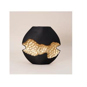 Vase à fleurs en métal plaqué or et noir fait à la main en aluminium et en fer Vases décoratifs en métal pour la maison - Product Image 1