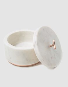 Caja de tocador de mármol macizo con incrustaciones de latón, diseño personalizado grabado con la palabra 'Amor', decoración del hogar ecológica y duradera - Product Image 1