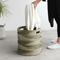Sacs de rangement de linge paniers et boîtes de panier d'organisation paniers en jonc de mer paniers tissés avec couvercles vente en gros