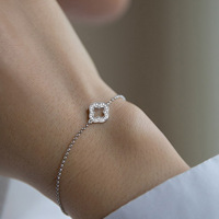 Trèfle Ensemble de Bijoux Zircon Boucles D'oreilles Collier Bracelet Bague Argent Plaqué JR Marque Unisexe Femmes