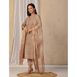 Green Butta <b>Block</b> <b>Printed</b> Cotton Kurta Pant Set Pakistani Ethnic Indian Pakistani Georgette Net Silk Stitched Party Wear - Product Image 6