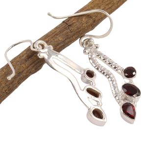 Garnet Gemstone <b>Earrings</b> 925 Solid Sterling Silver Round Garnet <b>Earrings</b> for Women Girls, <b>Dangle</b> <b>Earrings</b> Silver, Silver - Product Image 4