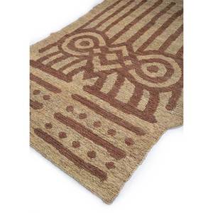 พรมปูพื้นทำมือจากปอกระเจาและป่านสีเบจและสีน้ำตาล ลายเรขาคณิต สำหรับใช้ในบ้าน-PKJT-27 - Product Image 2
