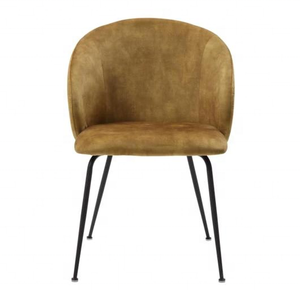Sedia da Pranzo Curva in Velluto <span class=keywords><strong>Color</strong></span> <span class=keywords><strong>Senape</strong></span> con Gambe in Metallo, Stile Mid-Century Modern per <span class=keywords><strong>Cucina</strong></span> e Soggiorno - Product Image 5