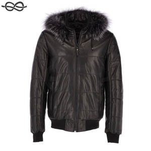 Blouson aviateur à capuche en cuir noir pour hommes de qualité supérieure Design Davos tendance Vêtements décontractés Meilleure vente - Product Image 5