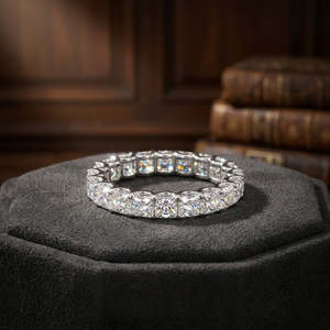 Premium Full Eternity Bezel Set Round CZ Band <b>Ring</b> White Gold Finish 360 Degree Stone Coverage Slim Elegant Stackable Jewelry - Product Image 1