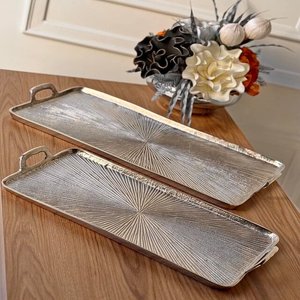 Plateau de service alimentaire en aluminium, design moderne, artisanat décoratif, nickelé, pour mariage et ramadan, vente chaude - Product Image 2
