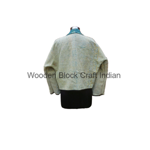Vintage <b>Kantha</b> Winter Eco-Friendly Cotton Women's Flattering Comfortable Bomber <b>Jacket</b> Reversible Crafted Unique Double Cotton - Product Image 6