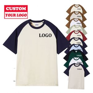 Venta al por mayor de impresión personalizada su logotipo 1 Color Logo Patchwork camiseta raglán béisbol camiseta - Product Image 1