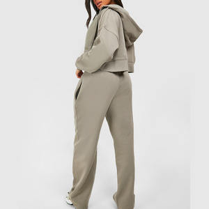 Ropa de diario personalizada, nuevo conjunto para mujer, informal, de invierno, de dos piezas, tejido satinado, con cremallera en relieve, con capucha - Product Image 6