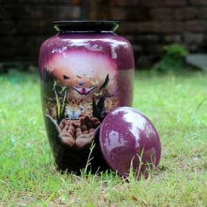 Contenedor de cremación hecho a mano de urna de aluminio negro hecho en India para suministros funerarios de cenizas de mascotas - Product Image 6