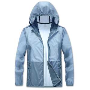 Veste coupe-vent à capuche pliable et légère, design personnalisé, en toile enduite, fermeture éclair intégrale, 2 poches latérales, coupe-vent, imperméable, unisexe - Product Image 1