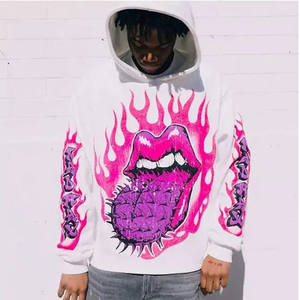 เสื้อฮู้ดผู้ชายแบบสั้นตัดขอบแบบกำหนดเองเสื้อแบบสวมหัวเสื้อสไตล์พังก์พิมพ์ลายฮิปฮอปไฮสตรีทไม่มีสาย - Product Image 1