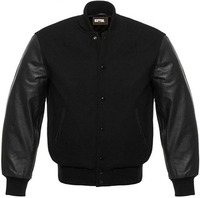 Blouson Bomber Varsity d'Hiver pour Homme en Laine avec Manches en Cuir de Mouton Écologique Épais