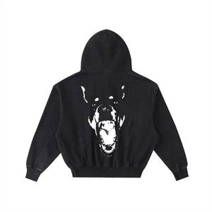 Sweat-shirts unisexes surdimensionnés à fermeture éclair personnalisée, lavage à l'acide, streetwear en gros, broderie usée, coton - Product Image 2