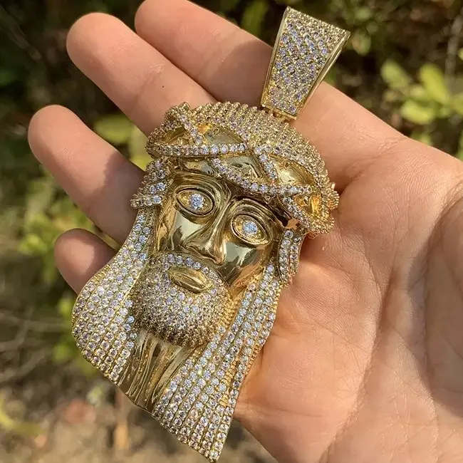 5ct VVS Moissanite Diamond Men's 3D Jesus Face Pendant 925 Silver Iced Out Custom Charm Pendant