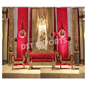 White and Golden Fancy Wedding Couch Wedding Stage Heart Design <b>Love</b>-<b>Seat</b> <b>Wood</b> White Gold Color Modern Sofa - Product Image 5