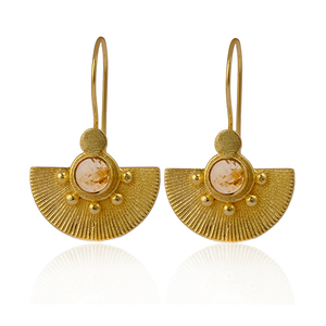 Citrine Quartz larme crochet boucles d'oreilles Unique classique en laiton bijoux Western exotique plaqué or Style bohème pour les femmes - Product Image 1