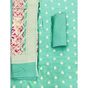 Unstitched Festive Chanderi Fancy Suit for Women Elegant and Stylish <b>Set</b> - Product Image 1