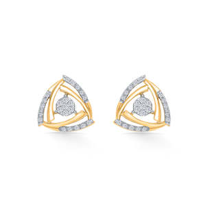 Pendientes de botón chapados en oro de 14k Trigon para mujer con circonita y perla, joyería de compromiso moderna - Product Image 2