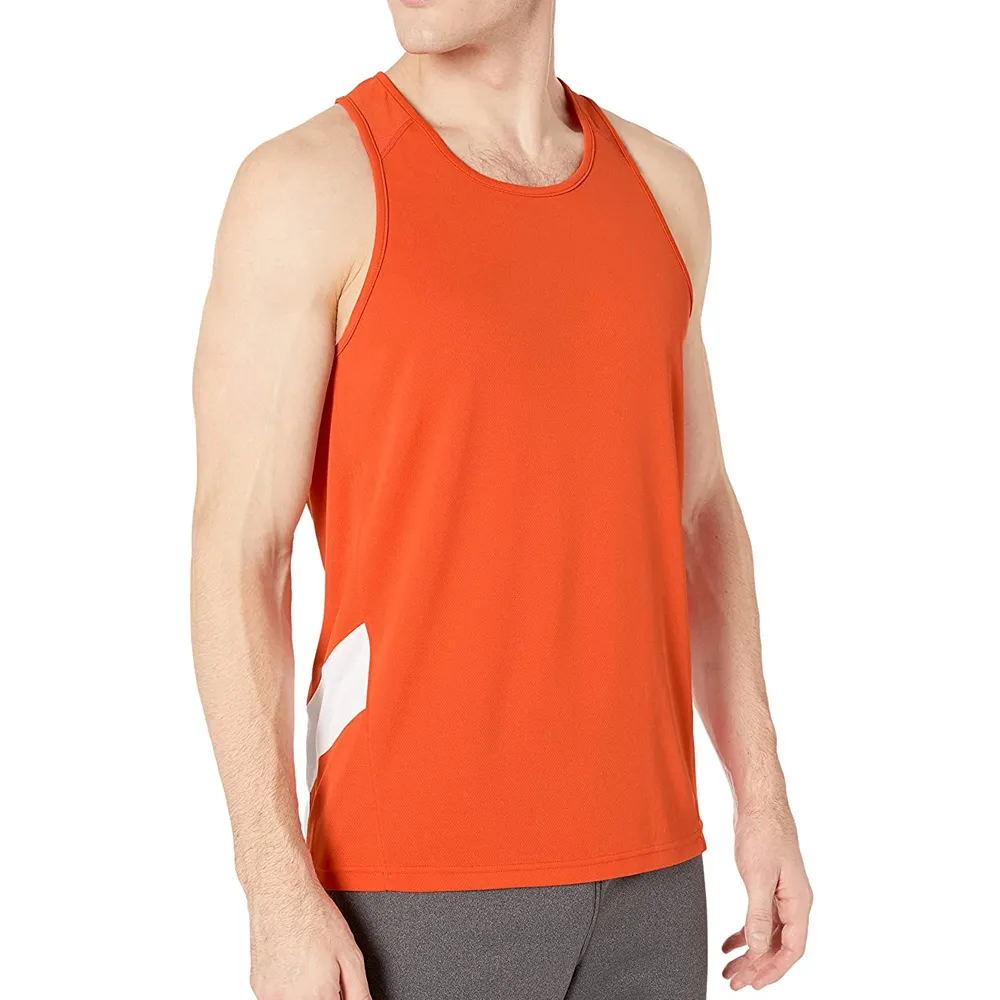 Người Đàn Ông Của Không Tay Vest Tank Top Red Brown Lỏng Cổ Điển Giản Dị Mặc Phòng Tập Thể Dục Quần Áo Người Đàn Ông Tank Top OEM Dịch Vụ Tùy Chỉnh