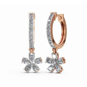 Pears <b>Floral</b> Serenade Diamond <b>Hoops</b> Earrings 9 KT 14 KT 18 KT Gold Lab Grown Jewelry Wholesale OEM B2B Export Supplier - Product Image 5