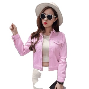 Chaqueta Bomber Vintage con cuentas para mujer, Chaquetas vaqueras bordadas de otoño, abrigo azul, prendas de vestir exteriores con cuello vuelto, chaqueta vaquera lavada - Product Image 3