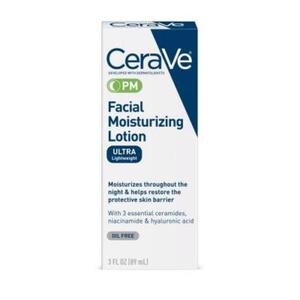 Loción Facial CeraVe PM, Humectante Nocturno Diario para el Rostro con Textura Ligera y Beneficios para Fortalecer la Barrera Cutánea - Product Image 1