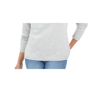 Maglione pullover da donna con scollo a V e collo Henley di Karen Scott, colore grigio, nelle taglie Petite X-Large - Product Image 3