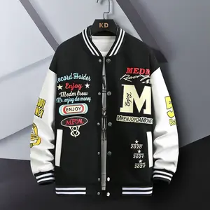 แจ็กเก็ตผ้าเบสบอลสำหรับผู้ชายเสื้อแจ็กเก็ตมีกระดุมแบบปักโลโก้ออกแบบได้ตามต้องการ - Product Image 3