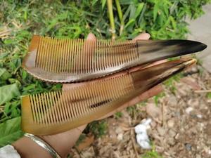 Peine de pelo de cuerno de búfalo de calidad superior ecológico hecho a mano 100%, técnica pulida, diseño de hoja, Animal náutico de una sola pieza - Product Image 6