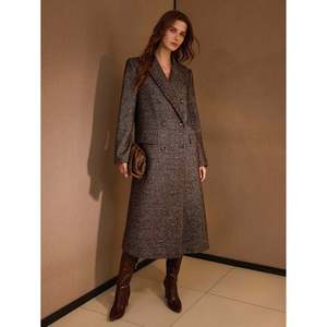 Women's Short Double-Breasted <b>Overcoat</b> with Fur Trim and Zipper Closure - Product Image 6
