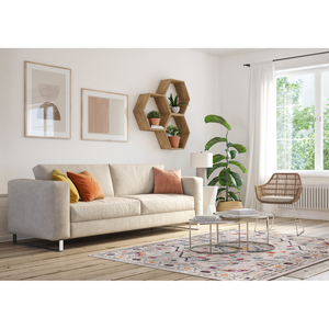 พรมพื้นที่เหรียญแนววินเทจสีเทาอ่อนแบบดั้งเดิม7655ชุดที่สง่างาม - Product Image 2