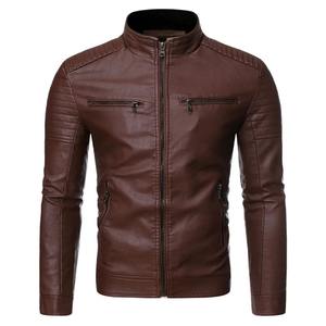 Chaqueta de cuero para hombre, nueva colección de otoño, con cremallera, estilo coreano, de piel de oveja, a la moda, informal, ajustada, para hombre. - Product Image 5