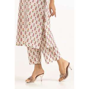 Combinaison en crêpe marron pour femme avec décoration brodée à la main, pantalon crayon respirant taille mi-haute coupe droite - Product Image 3