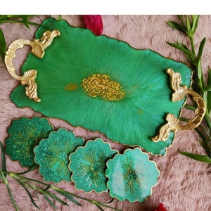 Juego de posavasos de bandeja para servir de resina de 3 niveles de diseñador hecho a mano, madera de alta calidad, personalizado, hogar, restaurante, comida india, ocasiones - Product Image 2