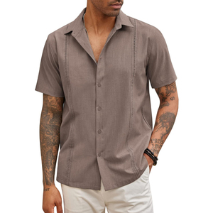 เสื้อคิวบาผู้ชายผ้าฝ้ายนุ่มตรงจากโรงงานเสื้อคลาสสิกแขนสั้นกำหนดโลโก้เอง - Product Image 1