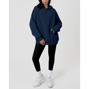 <b>Womens</b> Dark <b>Blue</b> <b>Blue</b> Oversized Pullover <b>Hoodie</b> Casual Fleece Hooded Sweatshirt Trackstar OEM Private Label - Product Image 2