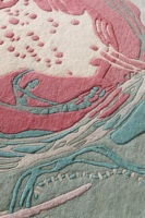 Tapis de salon sculptural moderne en laine de Nouvelle-Zélande à poils longs, tufté à la main, motif abstrait Corail, avec couches organiques fluides