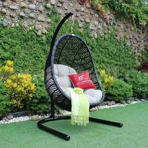 Pretty Outdoor Relax Mini Balcony Swing <b>Chair</b> Furniture Poly <b>Rattan</b> Bamboo <b>Egg</b> <b>Chair</b> Hammock for Garden Patio Swings - Product Image 1