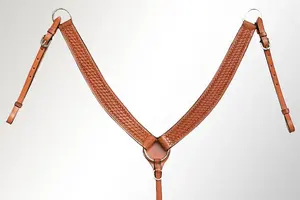 Western Bridle Horse Tack Barred Leather Trail Pleasure avec rênes Headstall Collier de poitrine WESTERN BRIDLE - Product Image 2