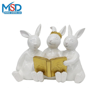 Sculpture de lapin en résine de Pâques, ornement de printemps moderne transparent doré, artisanat de table, cadeau OEM