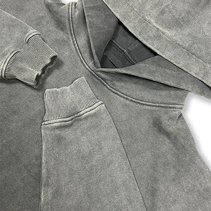 Sweat-shirts à capuche surdimensionnés et lourds personnalisés, 100% coton, 450 GSM, tissu éponge français, lavage à l'acide vintage, streetwear, épaules tombantes - Product Image 3