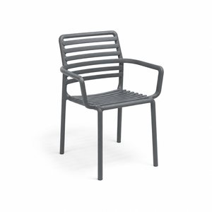 NEWBELLA Hiera Fauteuil en plastique Anthracite Résistant aux UV avec accoudoirs pour restaurant, hôtel et salle à manger Fabriqué en Turquie - Product Image 1