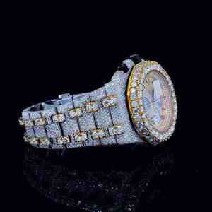 High Quality Luxury Automatic Stainless Steel Glass Dial Iced Out VVS Clarity Moissanite Diamond Studded Hip Hop Unisex <b>Watch</b> - Product Image 2
