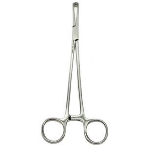 คีมจับกระเพาะปอดสตรีแบบตรง ทำจากเหล็กกล้าไร้สนิม ขนาด 9 นิ้ว ฟัน 3x3 สำหรับนรีเวชวิทยาและการจับเนื้อเยื่อผ่าตัด - Product Image 1