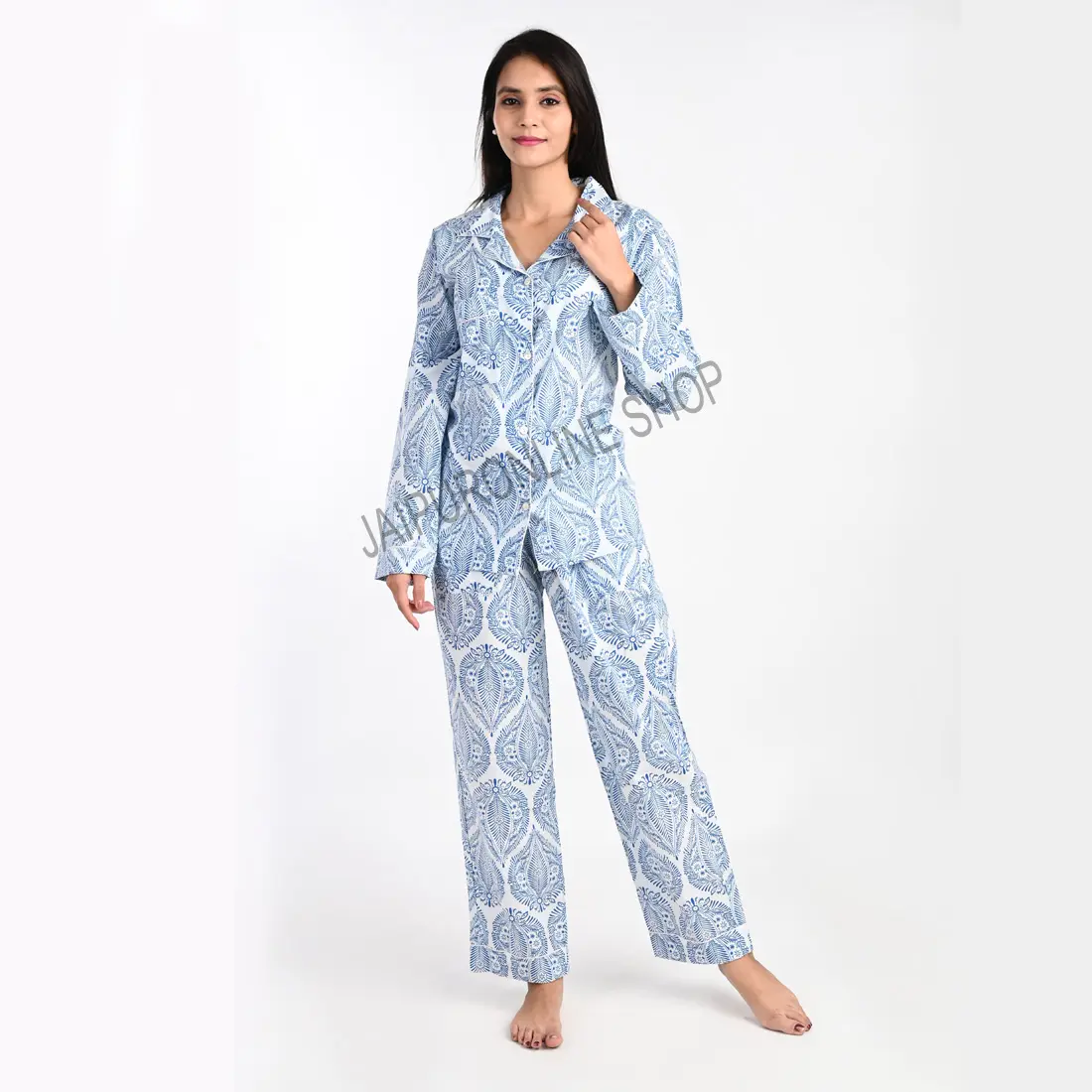 New Cute Looking Nighty Wholesaler 3 Pieces Set Women Long Sleeve Sleepwear Pajamas